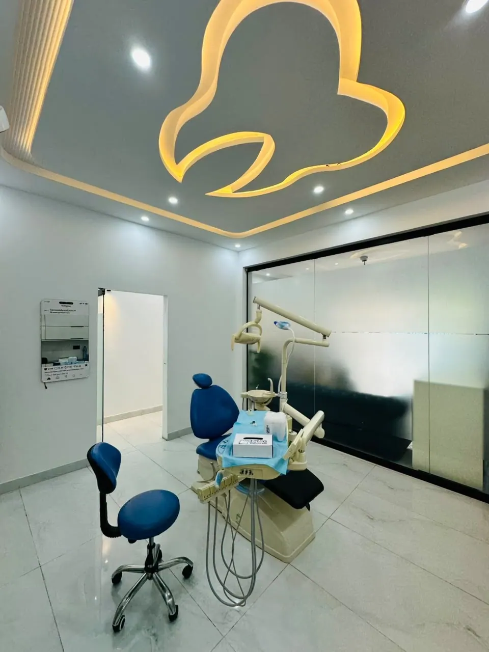 Clean sterilized dental operatory with chair and instrument station